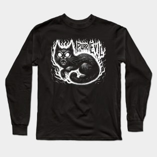 Purr Evil Heavy Metal Satanic Cat Long Sleeve T-Shirt